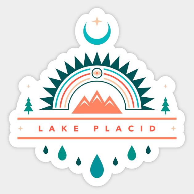 lake placid boho rainbow moon Sticker by LeapDaze